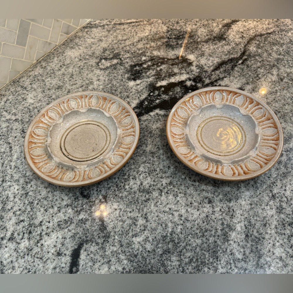 Set of Two Midcentury Pottery Craft Ashtrays